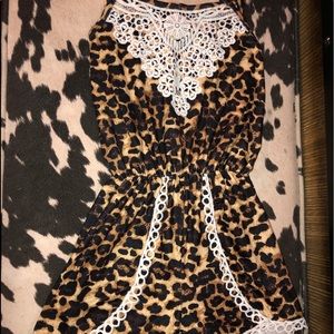 Little girl romper ! Spaghetti strap Cheetah print
